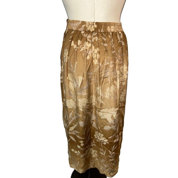 ORVIS Women's Vintage Boho Beige Floral Midi Skirt size 10 Made in USA - Picture 7 of 8